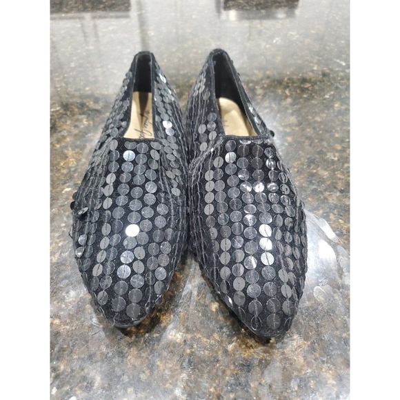 Julian Gold Women's Black Slip on Closed Toe Sequin Flats Shoes Size 8.5 - Picture 10 of 10